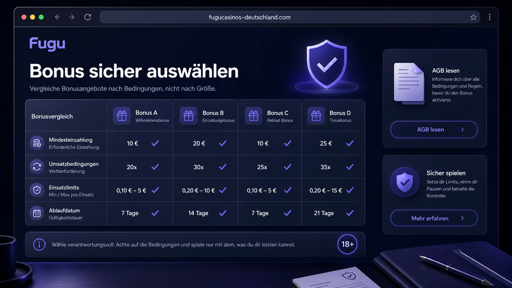 Fugu Casino Bonus sicher auswählen