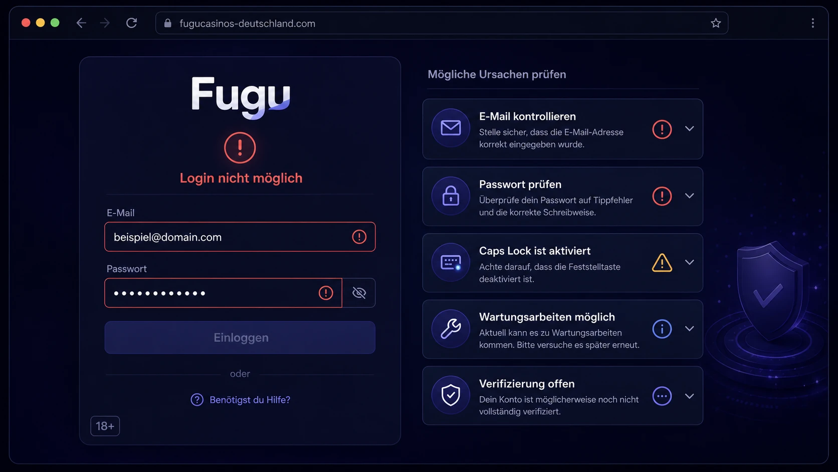 Warum funktioniert der Login nicht?