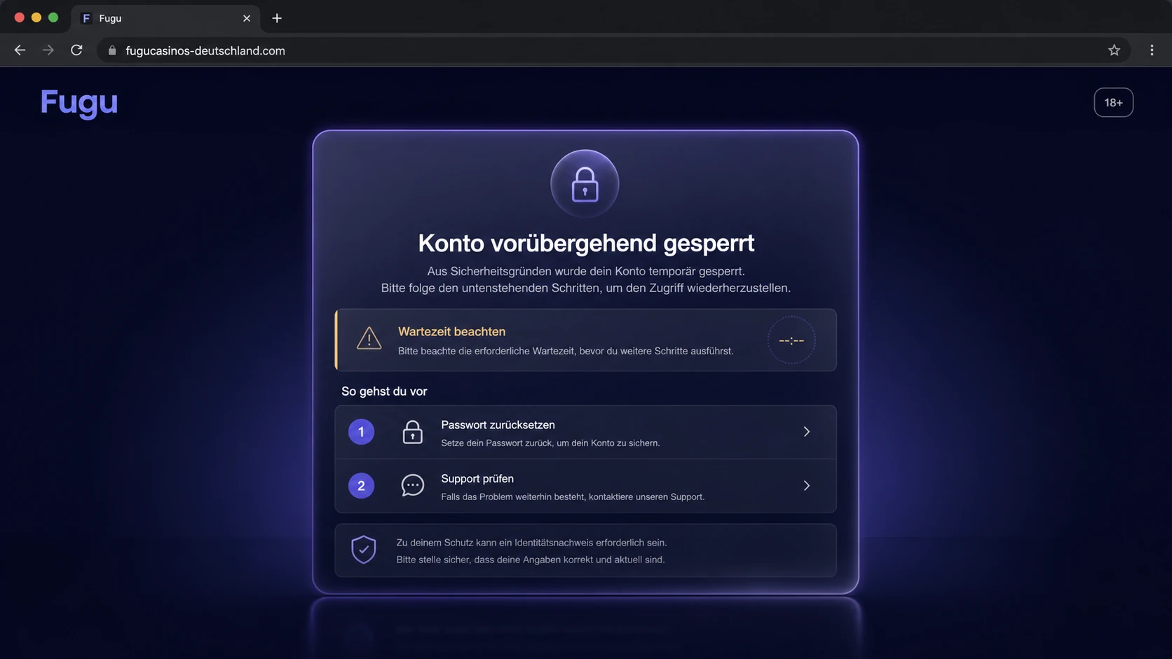 Konto vorübergehend gesperrt
